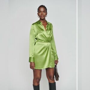Reformation Alaine Silk Dress Avocado - Size 8
